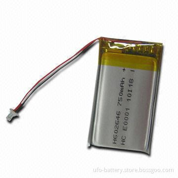3.7V/750mAh Lithium-ion Battery for RC Toys, Portable Devices and MP3/MP4 Players